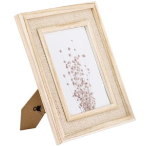 Porta Retrato de Mdf Natural e Linho Moldura Bege - 30cm