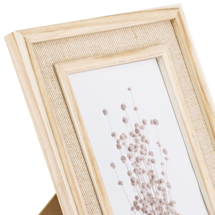 Porta Retrato de Mdf Natural e Linho Moldura Bege - 30cm - Madel Home