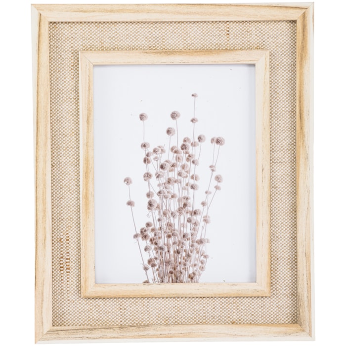 Porta Retrato de Mdf Natural e Linho Moldura Bege - 30cm - Madel Home