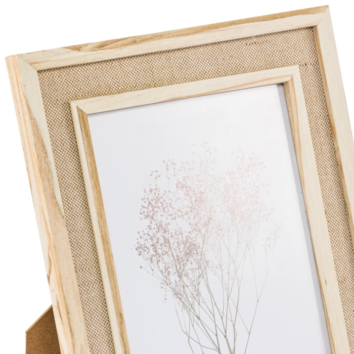 Porta Retrato de Mdf Natural e Moldura Linho - 35cm - Madel Home