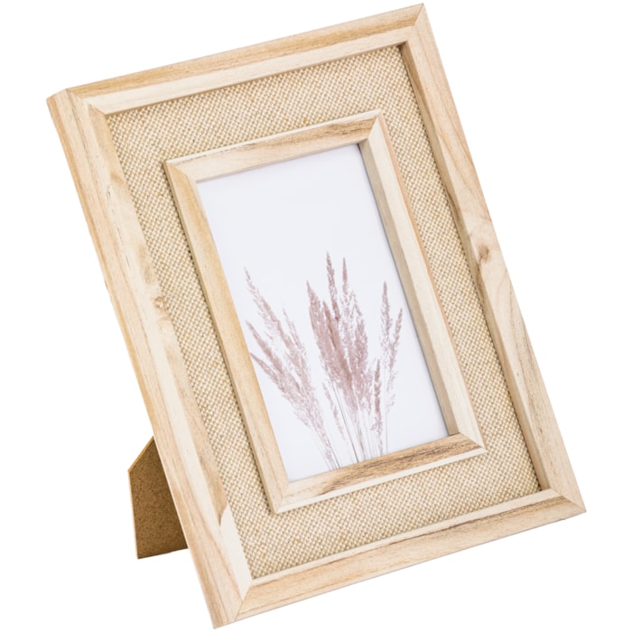 Porta Retrato de Mdf Natural Moldura Linho - 25cm - Madel Home