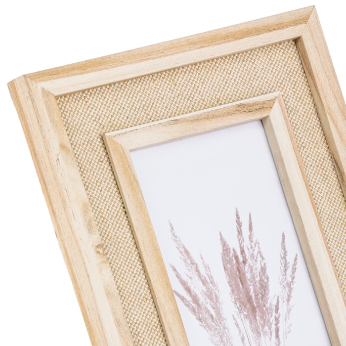 Porta Retrato de Mdf Natural Moldura Linho - 25cm - Madel Home
