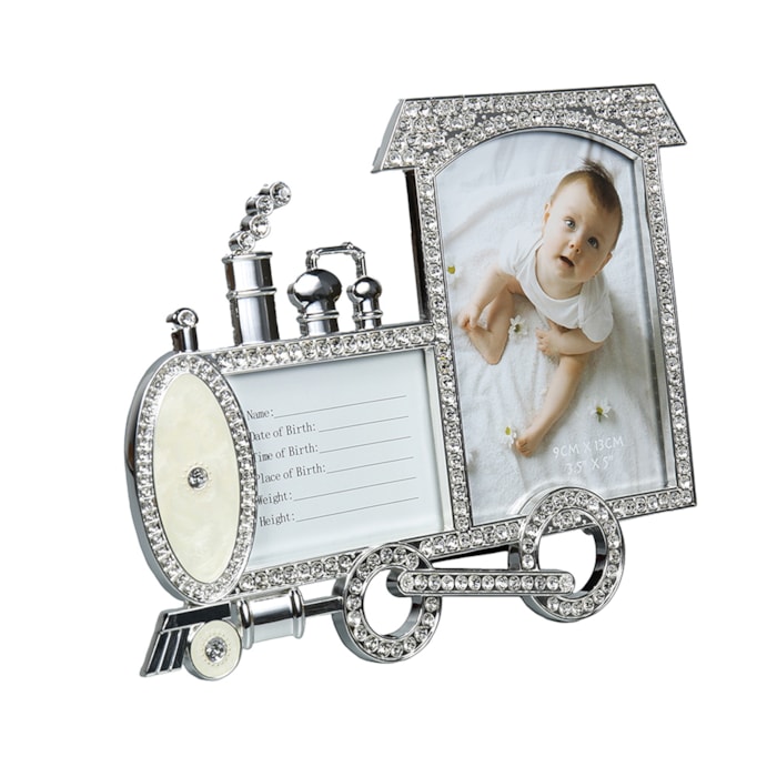 Porta Retrato de Metal Cromado Trem Memórias Prata - 17x22cm - Madel Home