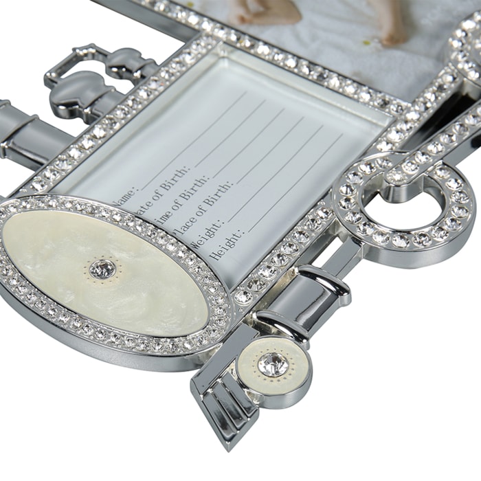 Porta Retrato de Metal Cromado Trem Memórias Prata - 17x22cm - Madel Home
