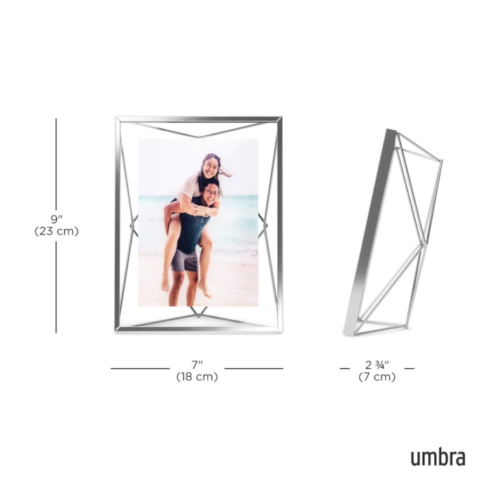 Porta Retrato de Metal Prisma Prata Umbra - 18cm - Madel Home