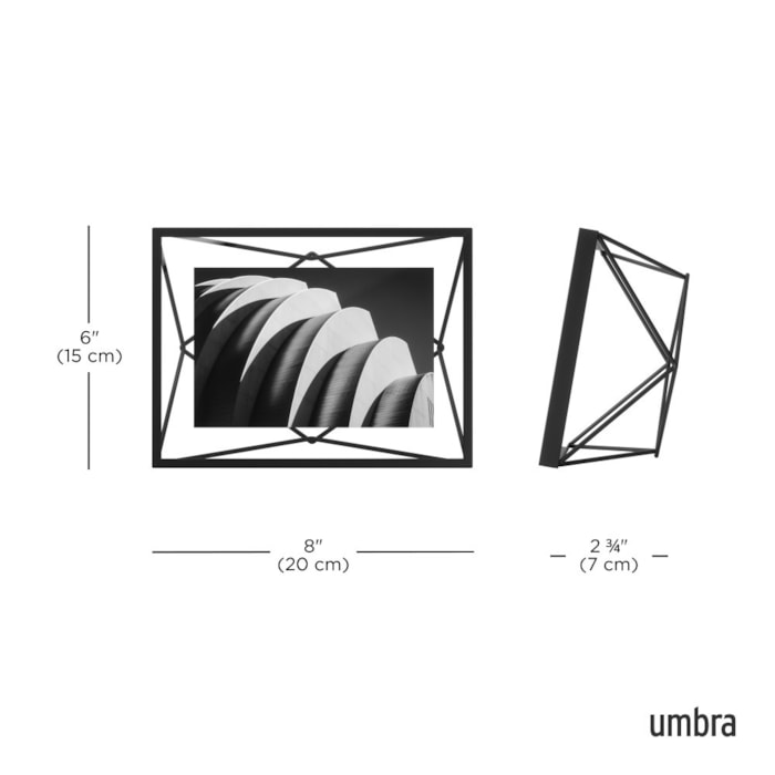 Porta Retrato de Metal Prisma Preto Umbra - 15cm - Madel Home