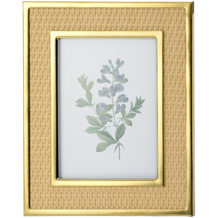 Porta Retrato de Metal Revestimento Fibra Natural Moldura Bege - 28cm - Madel Home