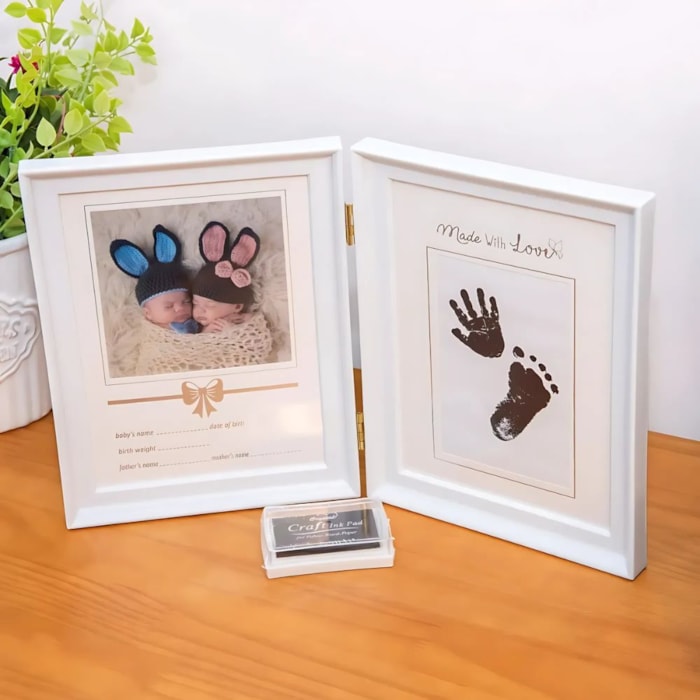 Porta Retrato de Plástico e Vidro Memórias para Sempre Branco - 23x36cm - Madel Home