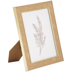 Porta Retrato de Poliestireno e Vidro Moldura Bege - 25cm