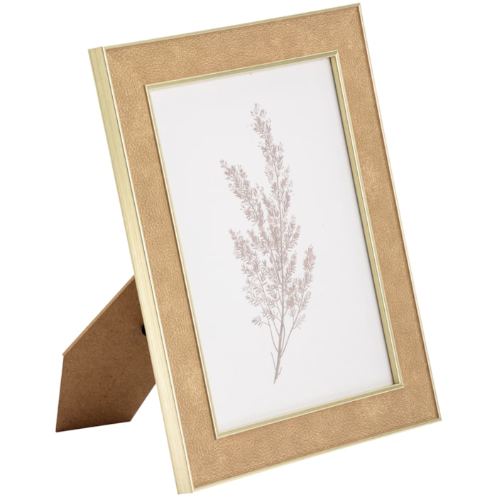 Porta Retrato de Poliestireno e Vidro Moldura Bege - 25cm - Madel Home