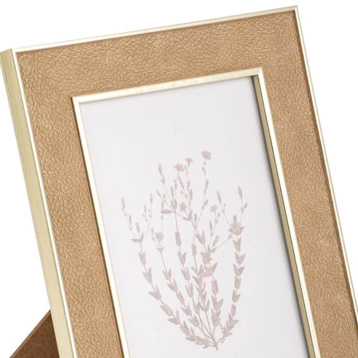 Porta Retrato de Poliestireno e Vidro Moldura em Pu Bege - 20cm - Madel Home