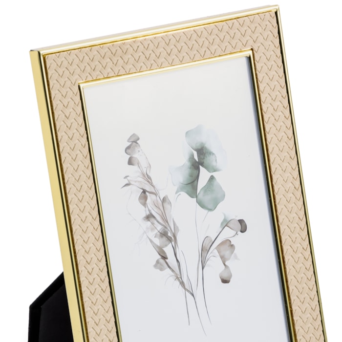 Porta Retrato de Poliestireno Moldura em Pu Bege - 18cm - Madel Home