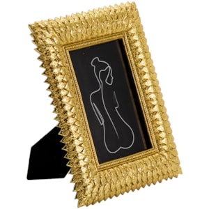Porta Retrato de Polirresina e Vidro Moldura Esculpida Dourada - 22,5cm