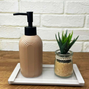 Porta Sabonete Líquido de Cerâmica Arcos Nude 350ml Wolff