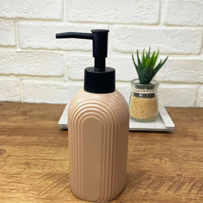 Porta Sabonete Líquido de Cerâmica Arcos Nude 350ml Wolff - Madel Home
