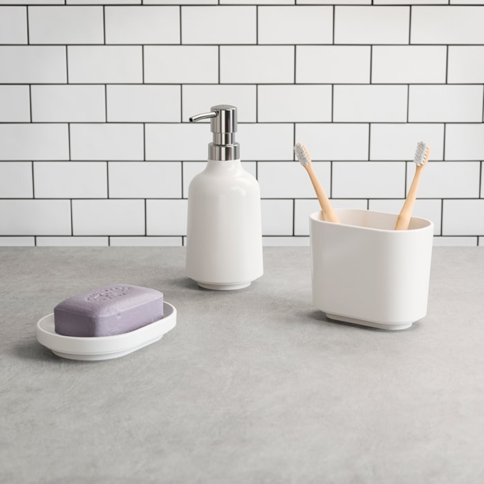 Porta Sabonete Líquido Step Melamina Umbra Branco - Madel Home