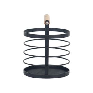 Porta Talher Rack Redondo Preto