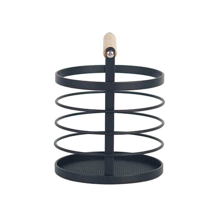 Porta Talher Rack Redondo Preto - Madel Home