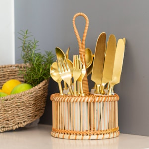 Porta Talher Redondo Bamboo
