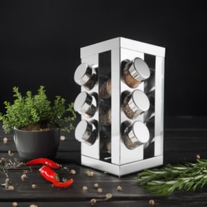 Porta Temperos Condimentos em Inox Giratório Signa Riva