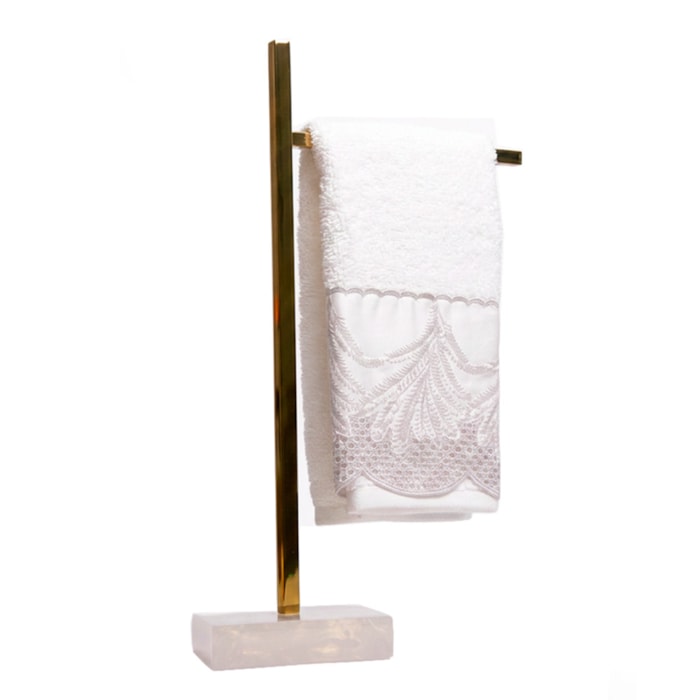 Porta Toalha de Lavabo em Metal Nude Pérola - 38cm - Madel Home