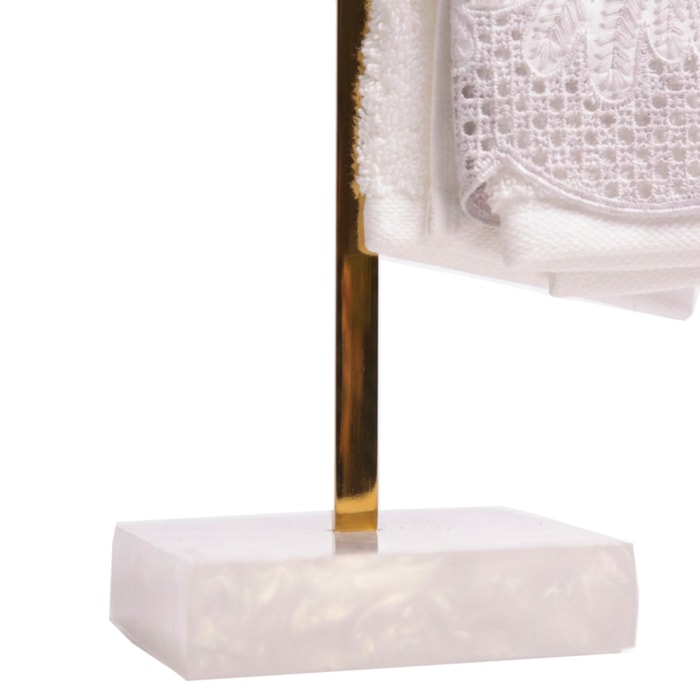 Porta Toalha de Lavabo em Metal Nude Pérola - 38cm - Madel Home