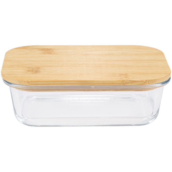 Pote Armazenamento Borossilicato e Bambu Natural - 635ml - Madel Home