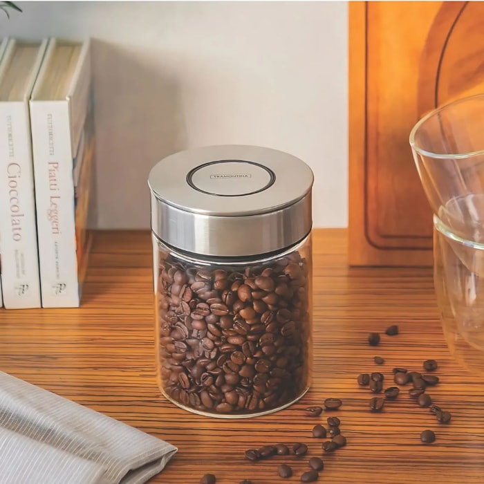 Pote de Vidro Purezza Tampa Aço Inox Tramontina - 1L - Madel Home