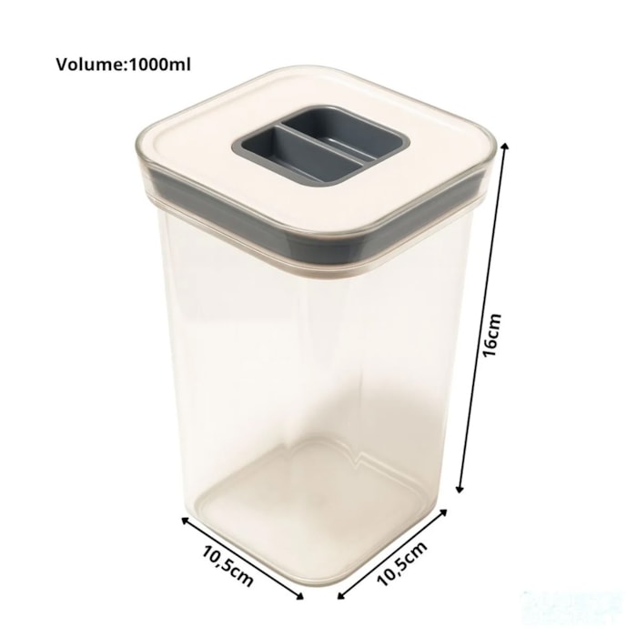 Pote Hermético em ABS Transparente e Tampa de Vedação Baker's Secret - 1000mL - Madel Home