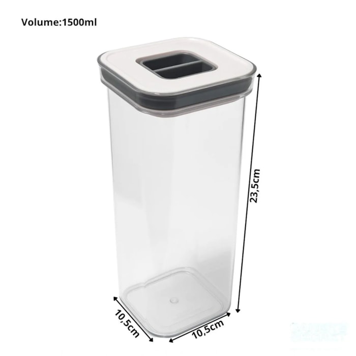 Pote Hermético em ABS Transparente e Tampa de Vedação Baker's Secret - 1500mL - Madel Home