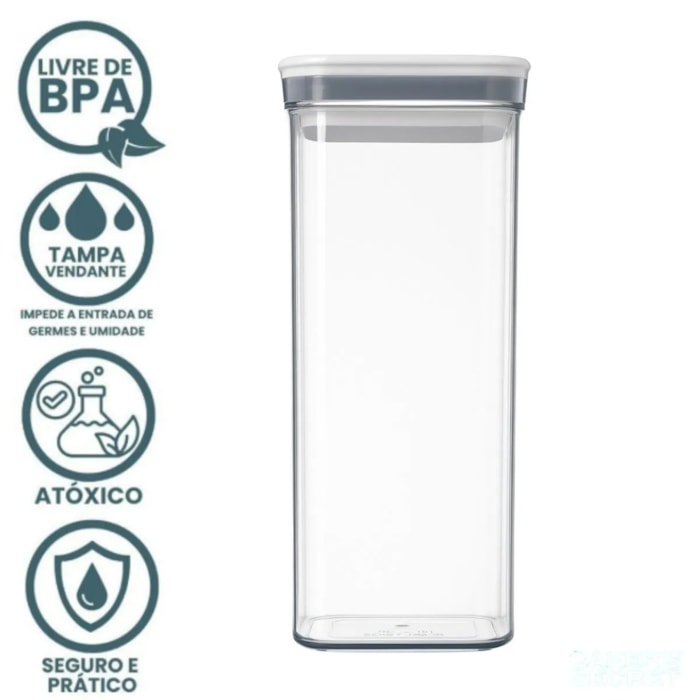 Pote Hermético em ABS Transparente e Tampa de Vedação Baker's Secret - 1500mL - Madel Home