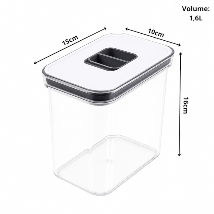 Pote Hermético em ABS Transparente e Tampa de Vedação Baker's Secret - 1600mL - Madel Home