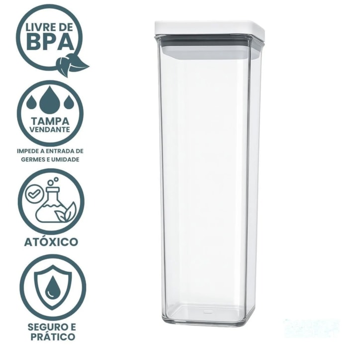 Pote Hermético em ABS Transparente e Tampa de Vedação Baker's Secret - 2000mL - Madel Home