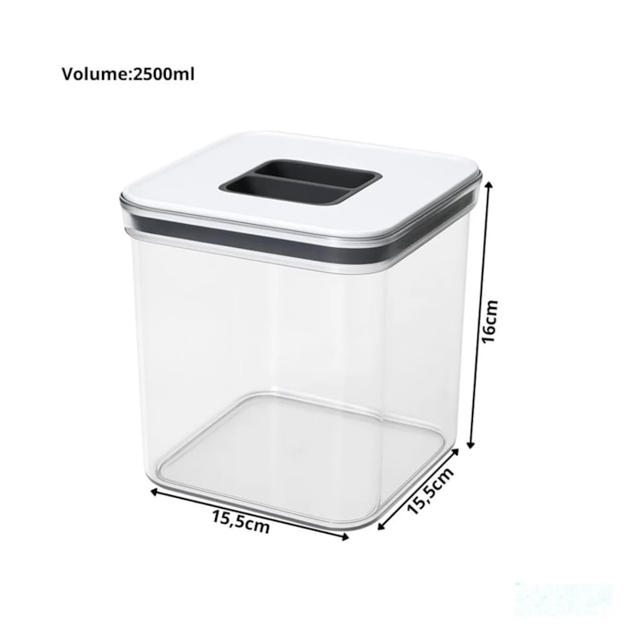 Pote Hermético em ABS Transparente e Tampa de Vedação Baker's Secret - 2500mL - Madel Home