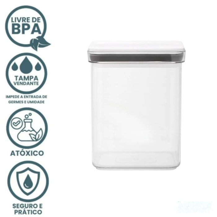 Pote Hermético em ABS Transparente e Tampa de Vedação Baker's Secret - 2500mL - Madel Home