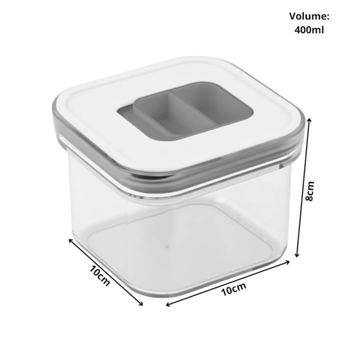 Pote Hermético em ABS Transparente e Tampa de Vedação Baker's Secret - 400mL - Madel Home
