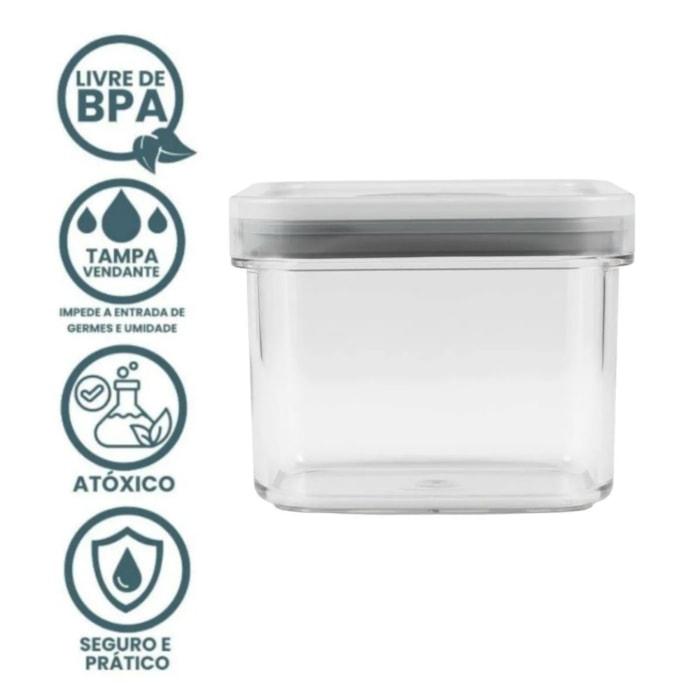 Pote Hermético em ABS Transparente e Tampa de Vedação Baker's Secret - 400mL - Madel Home