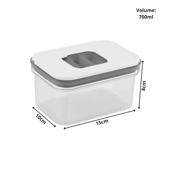 Pote Hermético em ABS Transparente e Tampa de Vedação Baker's Secret - 700mL - Madel Home