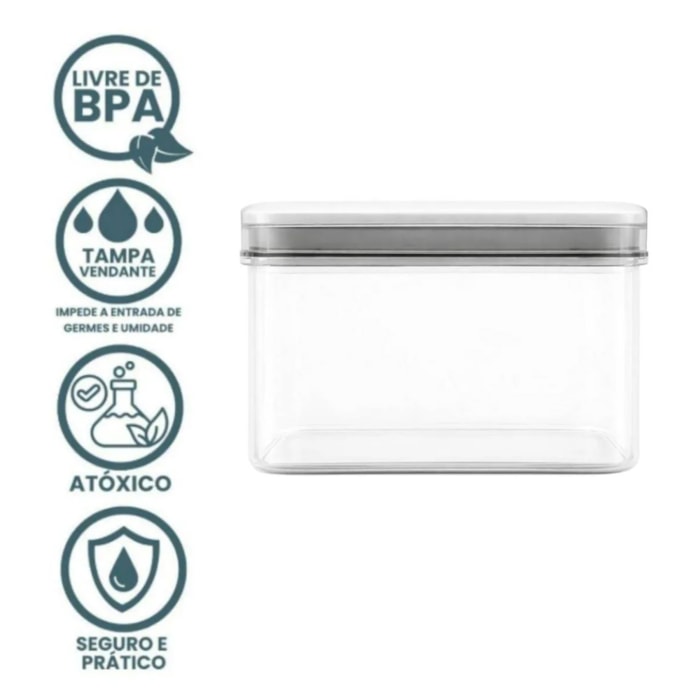 Pote Hermético em ABS Transparente e Tampa de Vedação Baker's Secret - 700mL - Madel Home