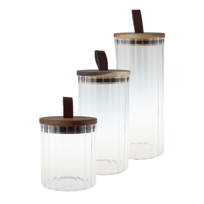 Pote Hermético Firenze Vidro Borossilicato Acácia - 1,3L - Madel Home