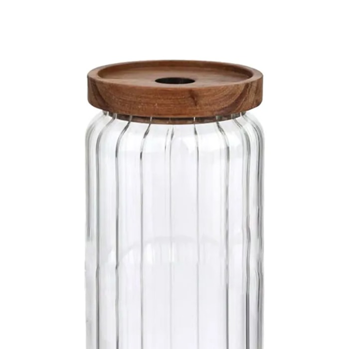 Pote Hermético Genova Vidro Borossilicato Acácia - 1,1L - Madel Home