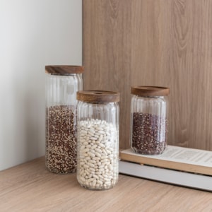 Pote Hermético Genova Vidro Borossilicato Acácia - 1,4L