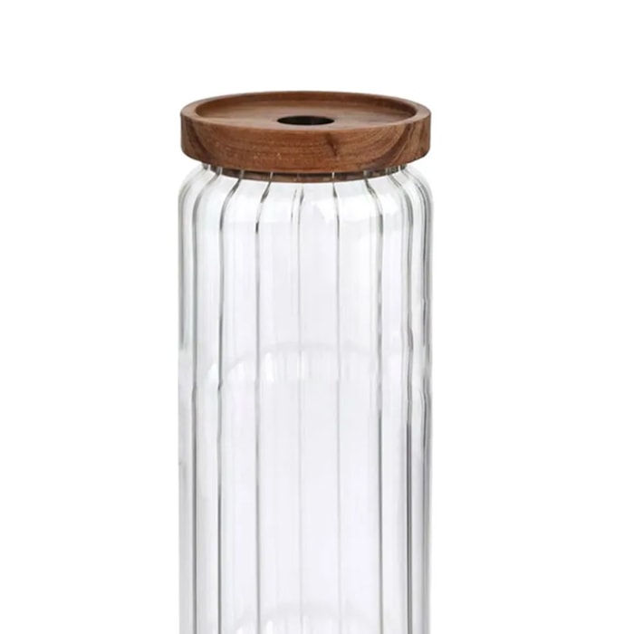 Pote Hermético Genova Vidro Borossilicato Acácia - 1,4L - Madel Home