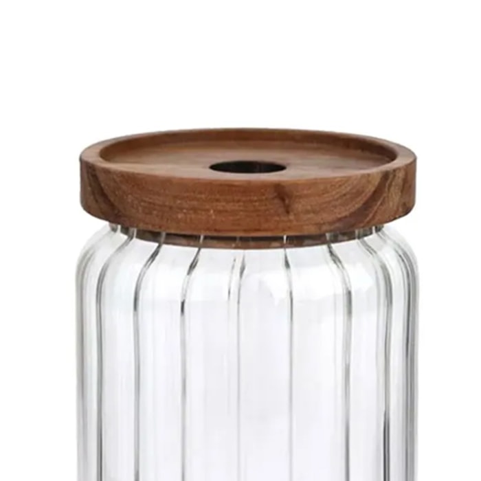 Pote Hermético Genova Vidro Borossilicato Acácia - 800ml - Madel Home