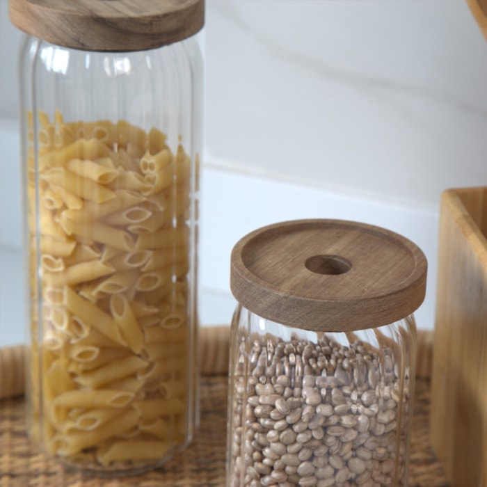 Pote Hermético Genova Vidro Borossilicato Acácia - 800ml - Madel Home