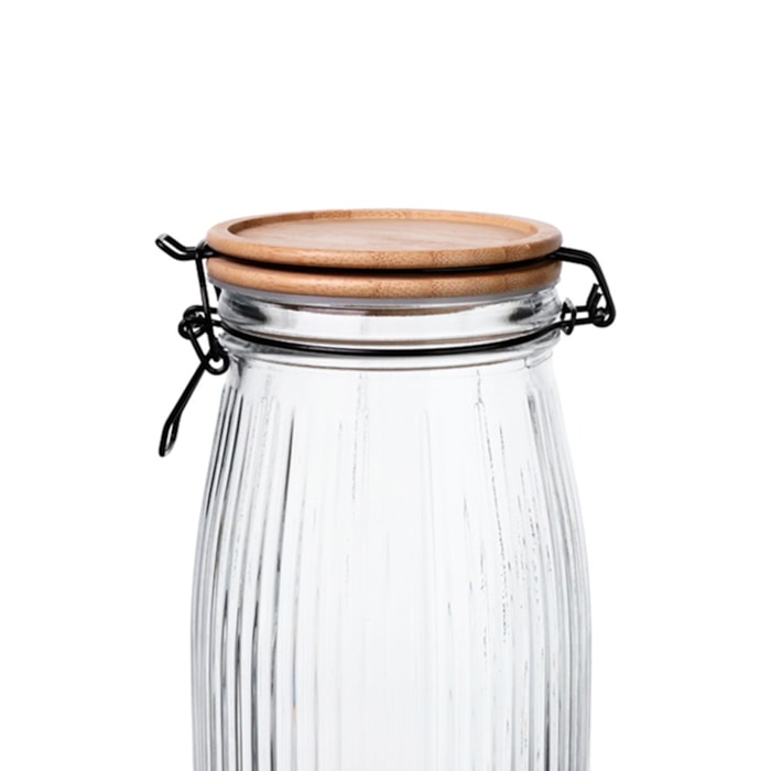 Pote Hermético Versalhes Vidro e Tampa de Bambu - 1,7L - Madel Home