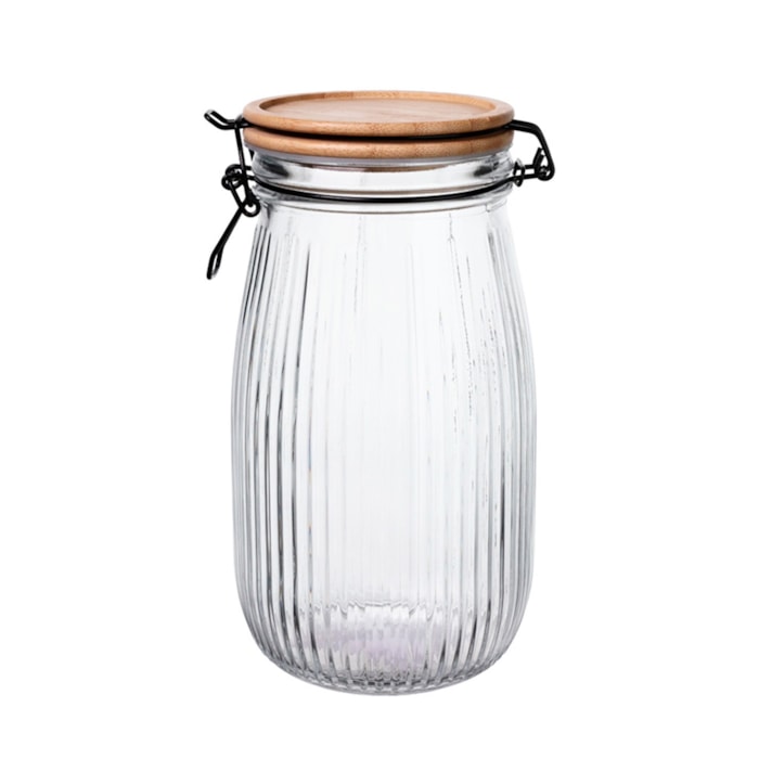 Pote Hermético Versalhes Vidro e Tampa de Bambu - 1,7L - Madel Home