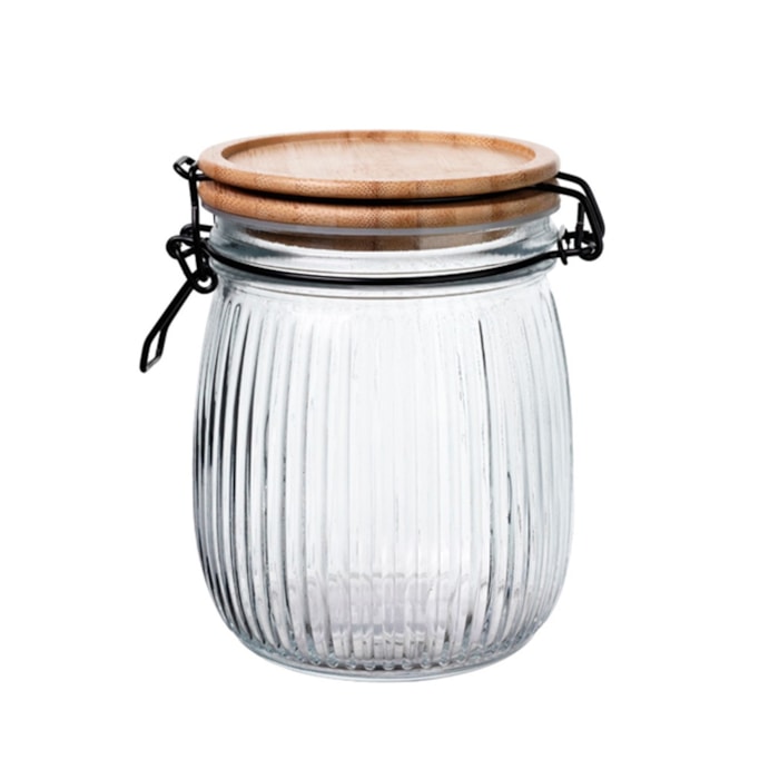 Pote Hermético Versalhes Vidro e Tampa de Bambu - 800ml - Madel Home