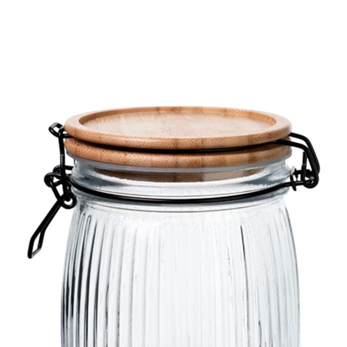 Pote Hermético Versalhes Vidro e Tampa de Bambu - 800ml - Madel Home