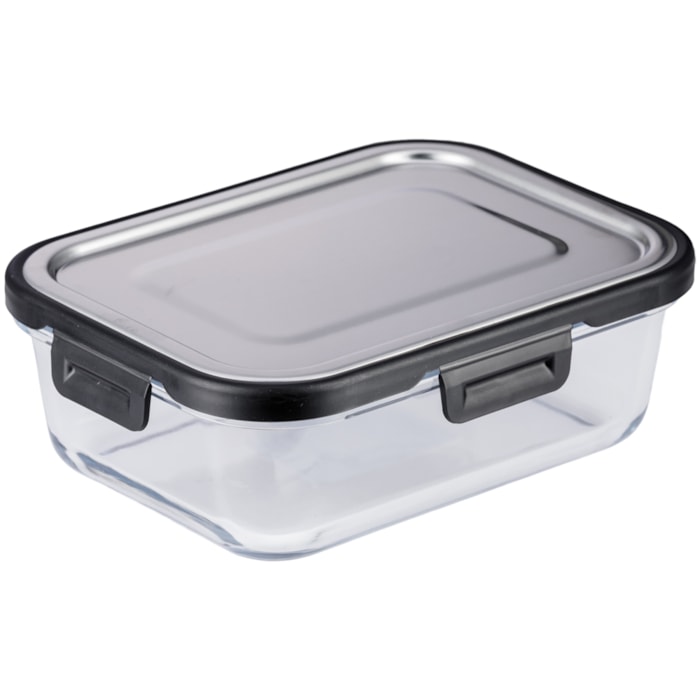 Pote Hermético Vidro e Aço Inox Incolor - 1500ml - Madel Home